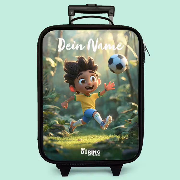 Kinderkoffer mit Name - Junge - Fußball - Wald - Bäume — 3