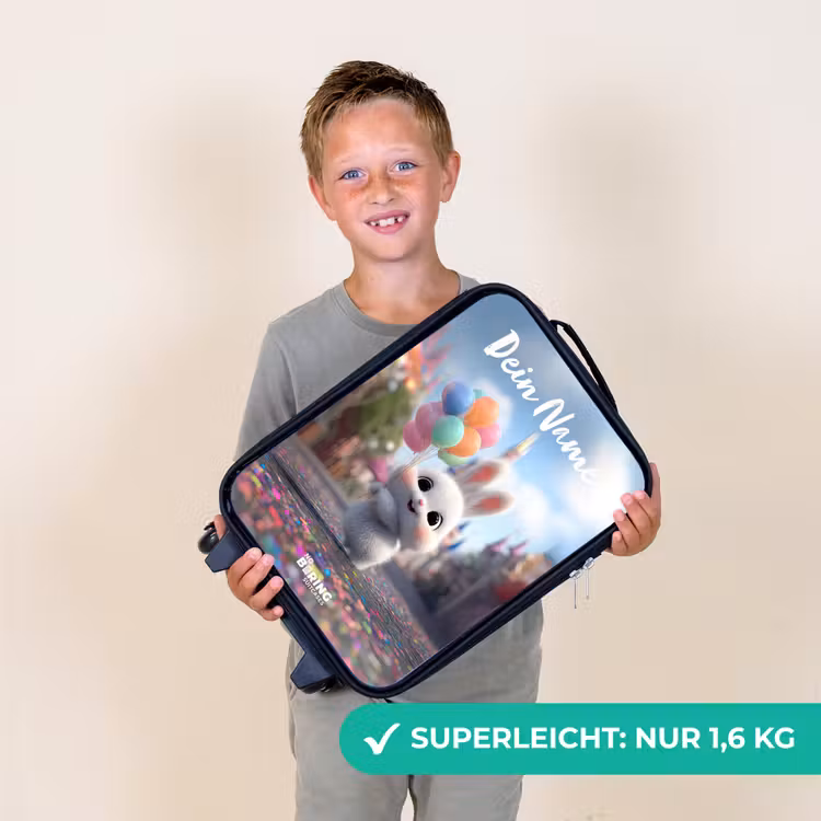 Kinderkoffer mit Name - Kaninchen - Luftballons — 2