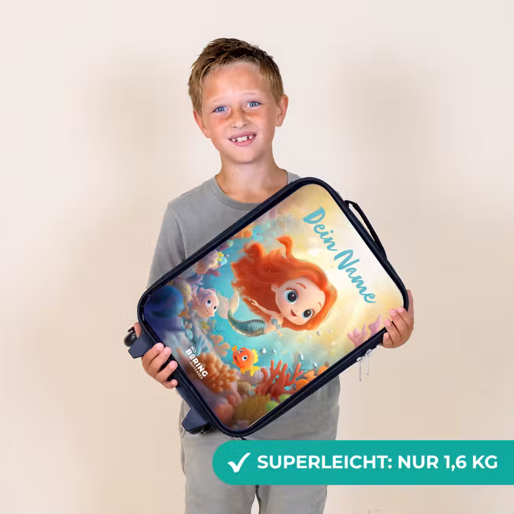 Kinderkoffer mit Name - Meerjungfrau - Fisch - Koralle — 2