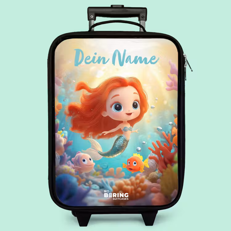Kinderkoffer mit Name - Meerjungfrau - Fisch - Koralle — 3