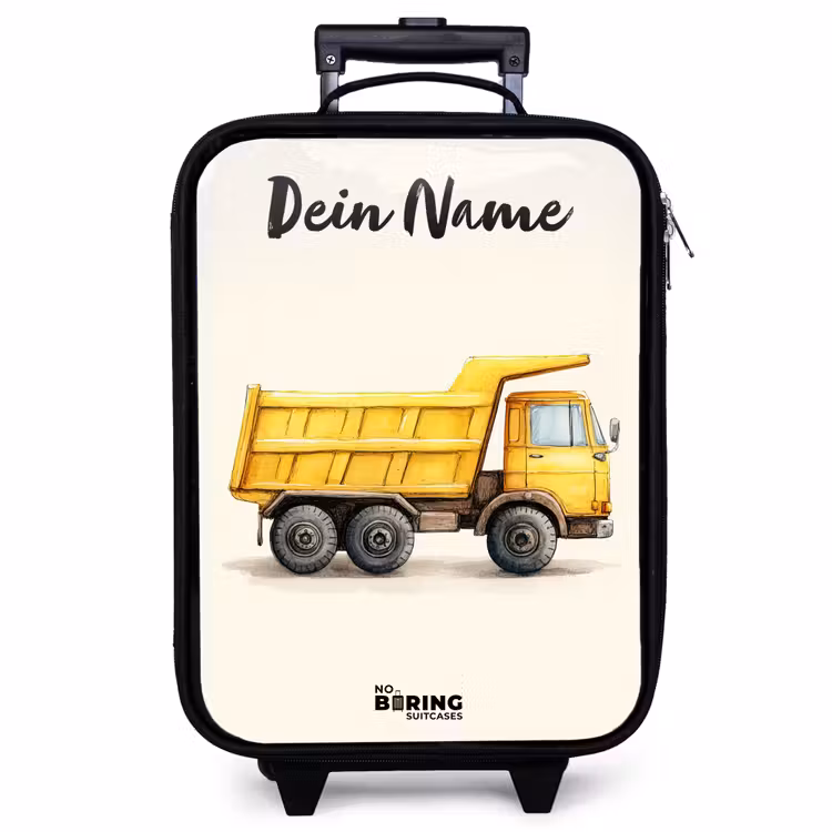 Kinderkoffer mit Name - Muldenkipper - Signiert - Gelb — 1