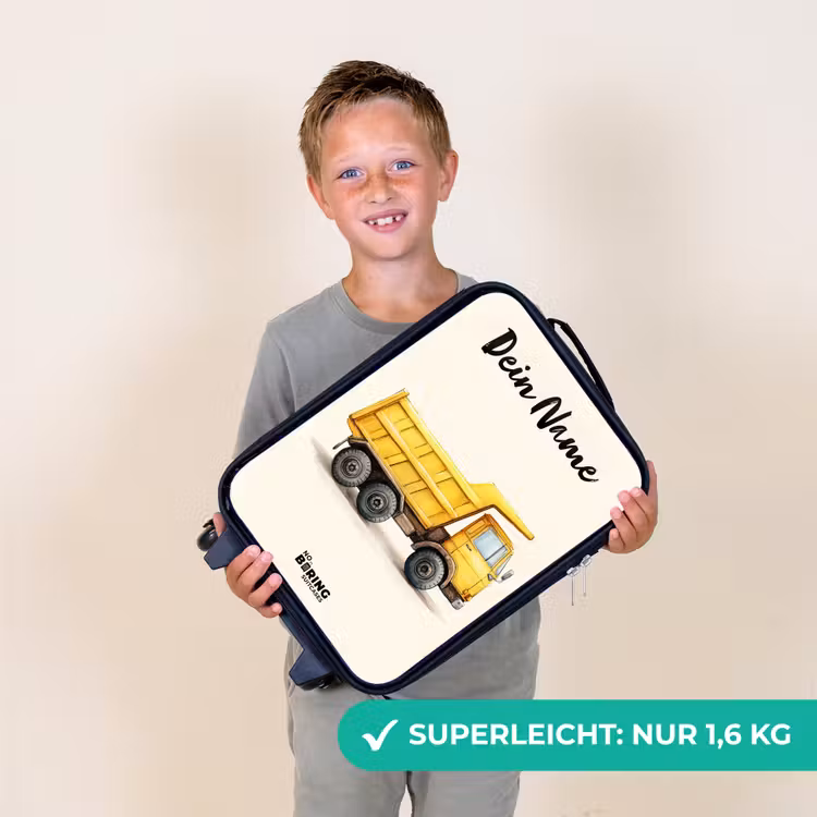 Kinderkoffer mit Name - Muldenkipper - Signiert - Gelb — 2