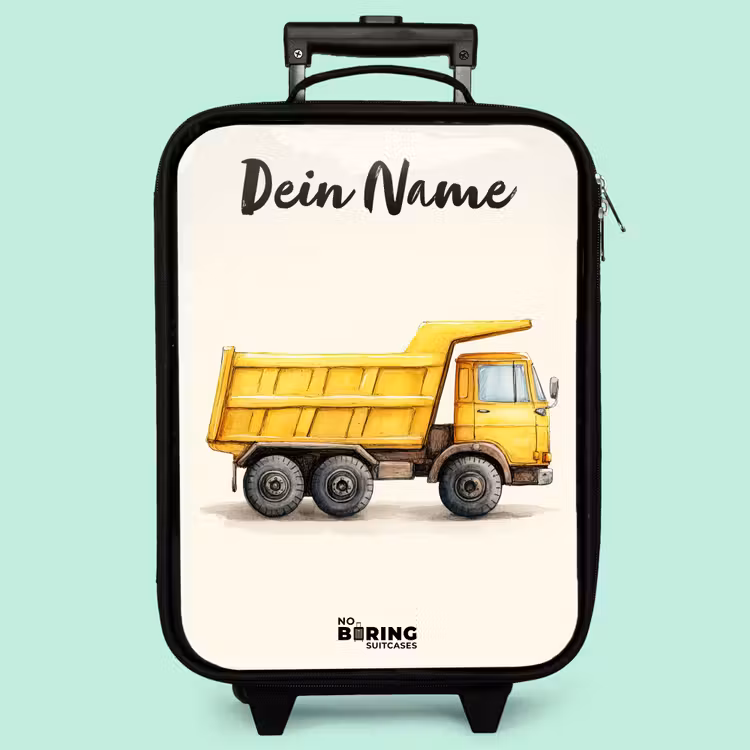Kinderkoffer mit Name - Muldenkipper - Signiert - Gelb — 3