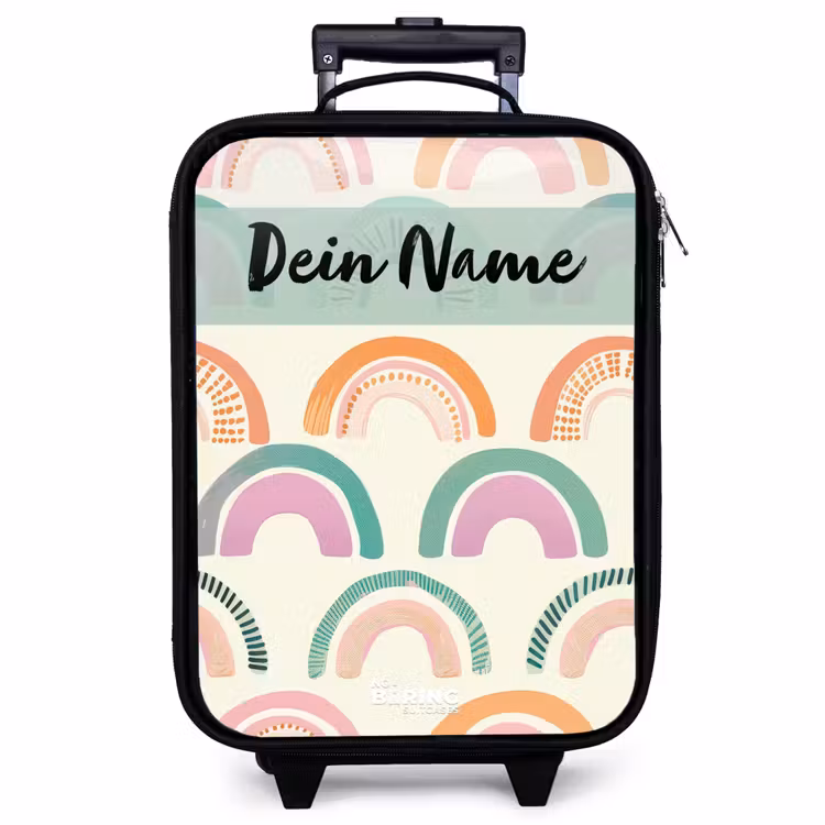 Kinderkoffer mit Name - Regenbogen - Pastell - Muster — 1