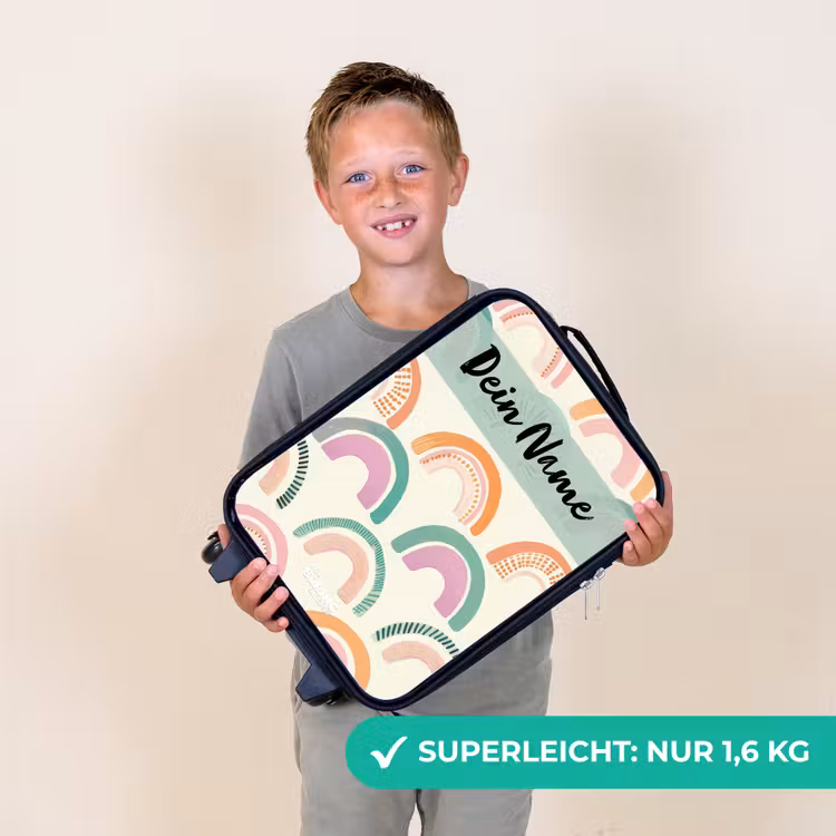 Kinderkoffer mit Name - Regenbogen - Pastell - Muster — 2