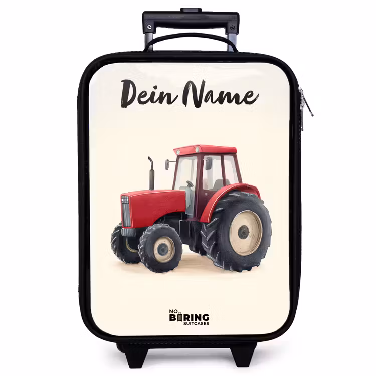 Kinderkoffer mit Name - Traktor - Signiert - Rot — 1