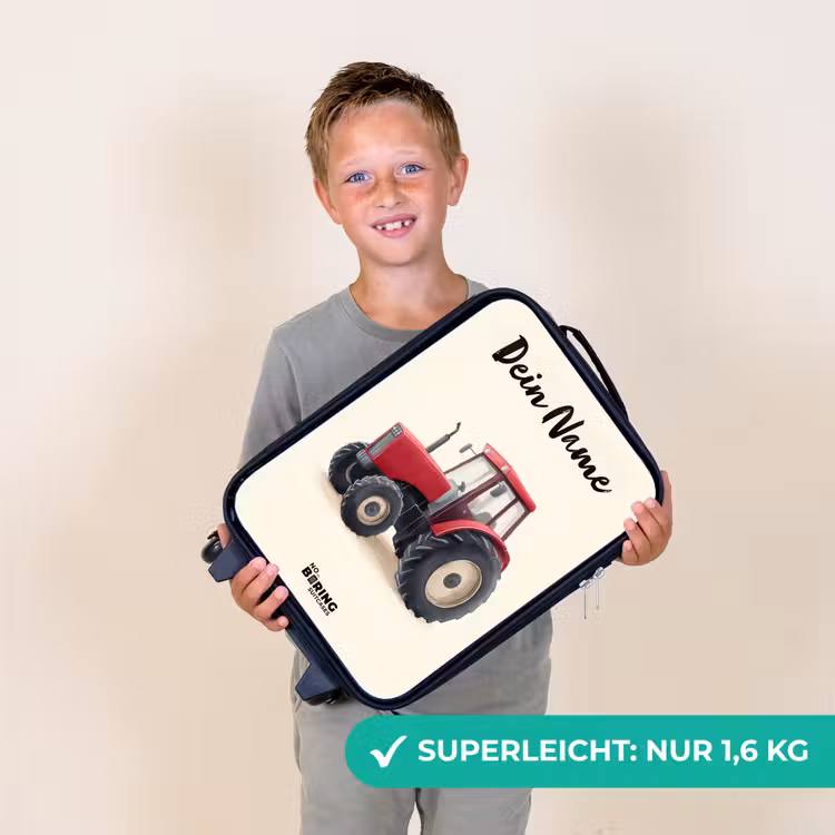 Kinderkoffer mit Name - Traktor - Signiert - Rot — 2
