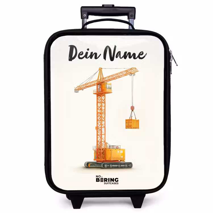 Kinderkoffer mit Name - Turmkran - Signiert - Orange — 1