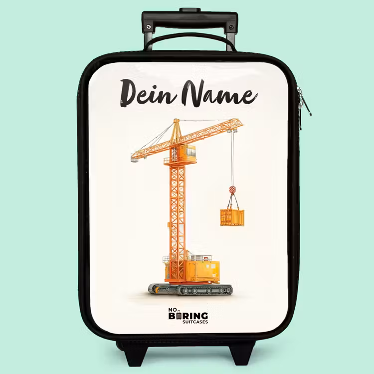 Kinderkoffer mit Name - Turmkran - Signiert - Orange — 3