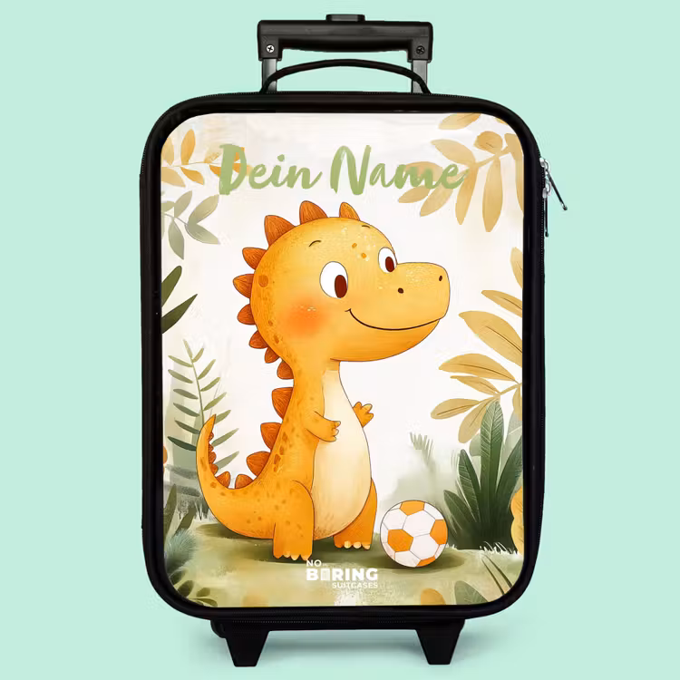 Kinderkoffer mit Name - Dino - Fußball - Orange — 3