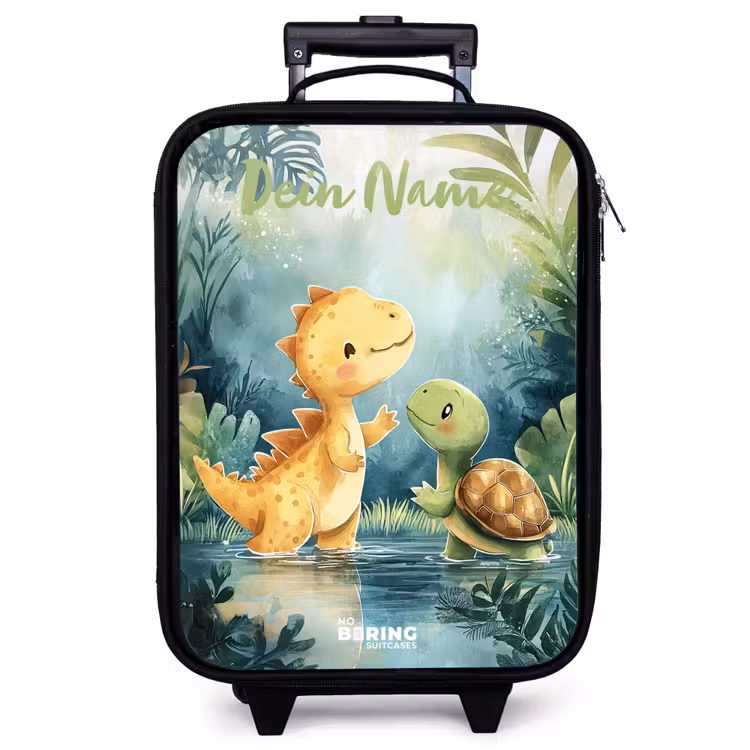 Kinderkoffer mit Name - Dino - Schildkröte - Dschungel — 1