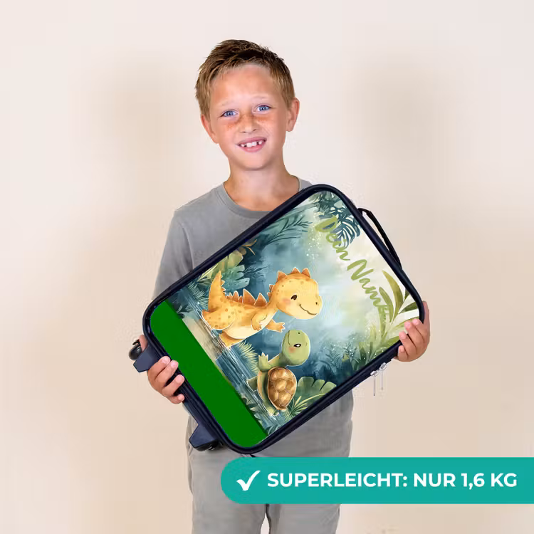 Kinderkoffer mit Name - Dino - Schildkröte - Dschungel — 2