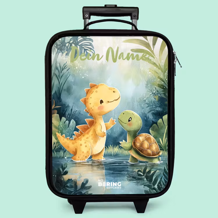 Kinderkoffer mit Name - Dino - Schildkröte - Dschungel — 3