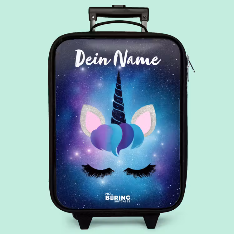 Kinderkoffer mit Name - Einhorn - Sterne - Blau — 3