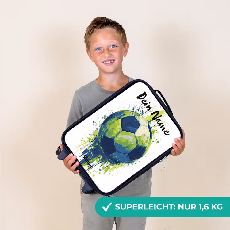 Kinderkoffer mit Name - Football vibes - Farbe - Grün - Blau — 2