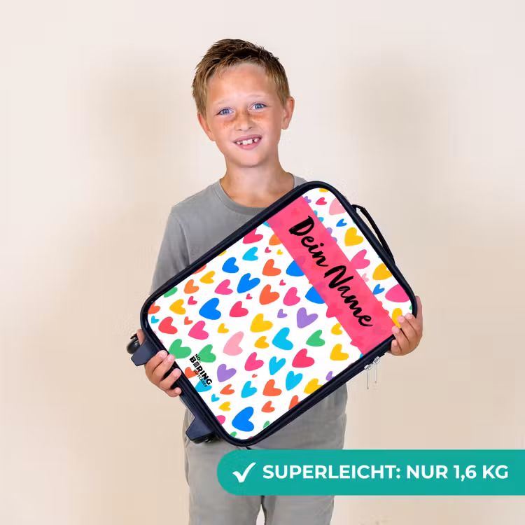 Kinderkoffer mit Name - Herzen - Bunt - Muster — 2