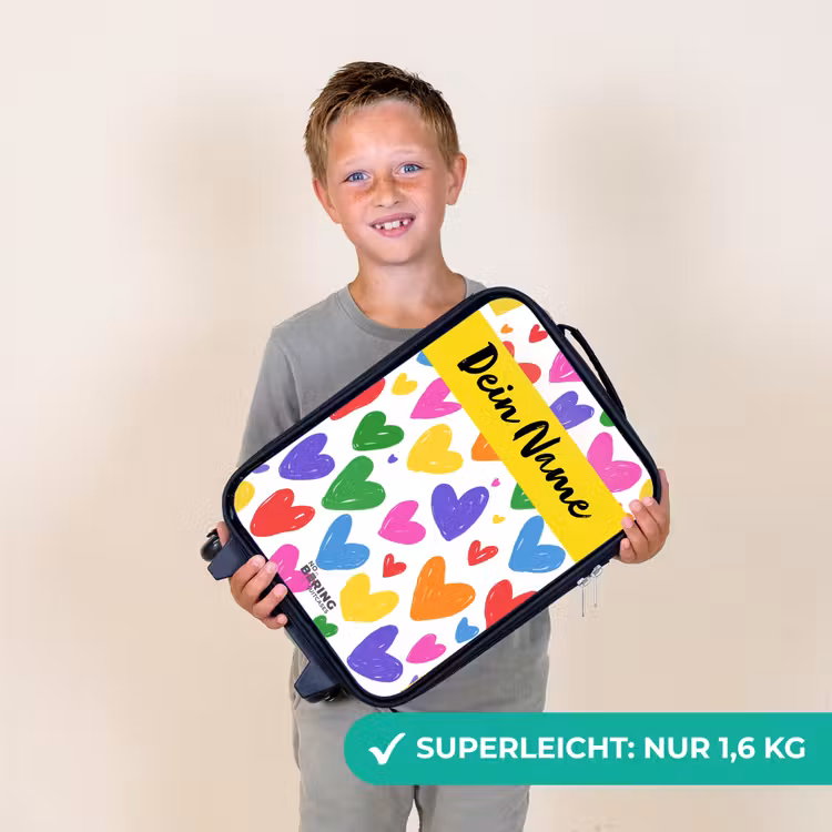 Kinderkoffer mit Name - Herzen - Muster - Farbenfroh — 2
