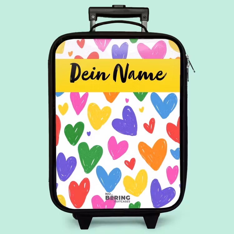 Kinderkoffer mit Name - Herzen - Muster - Farbenfroh — 3