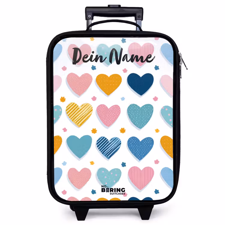 Kinderkoffer mit Name - Herzen - Pastell - Muster — 1