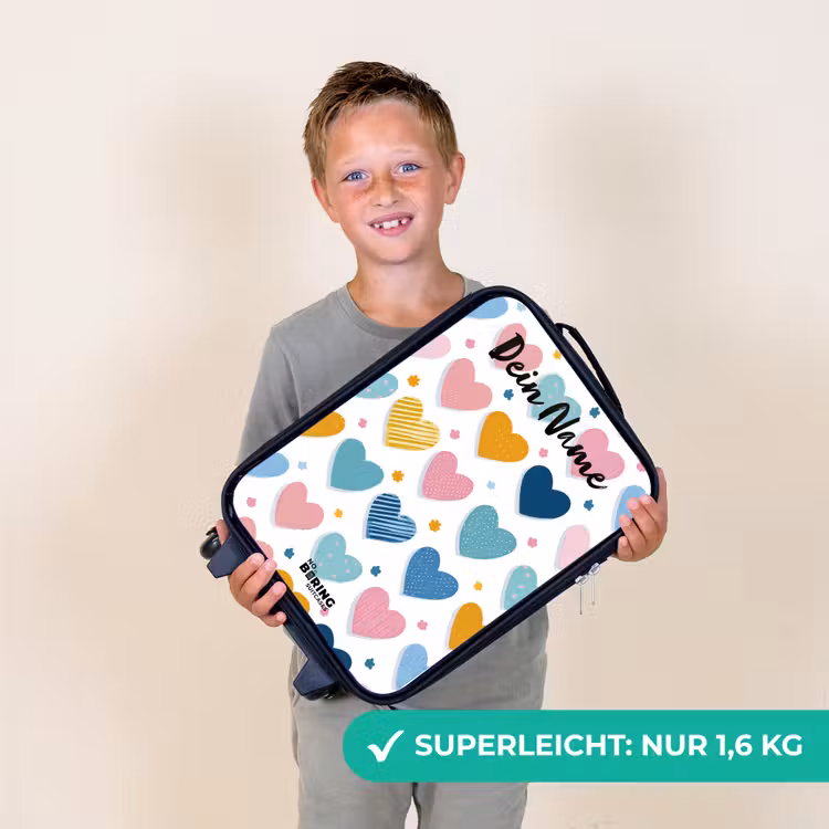 Kinderkoffer mit Name - Herzen - Pastell - Muster — 2