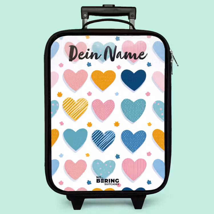 Kinderkoffer mit Name - Herzen - Pastell - Muster — 3