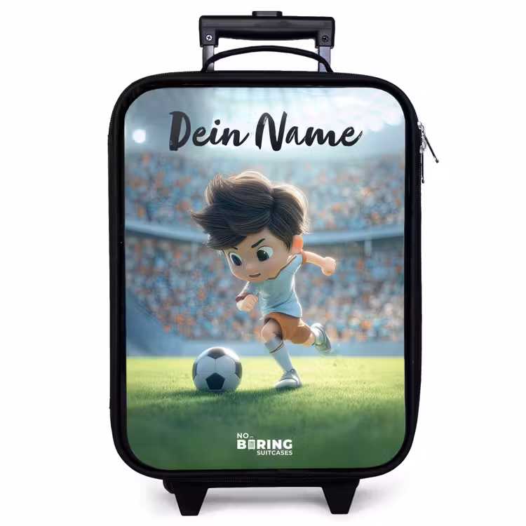 Kinderkoffer mit Name - Junge - Stadion - Fußball - Sonnenlicht — 1