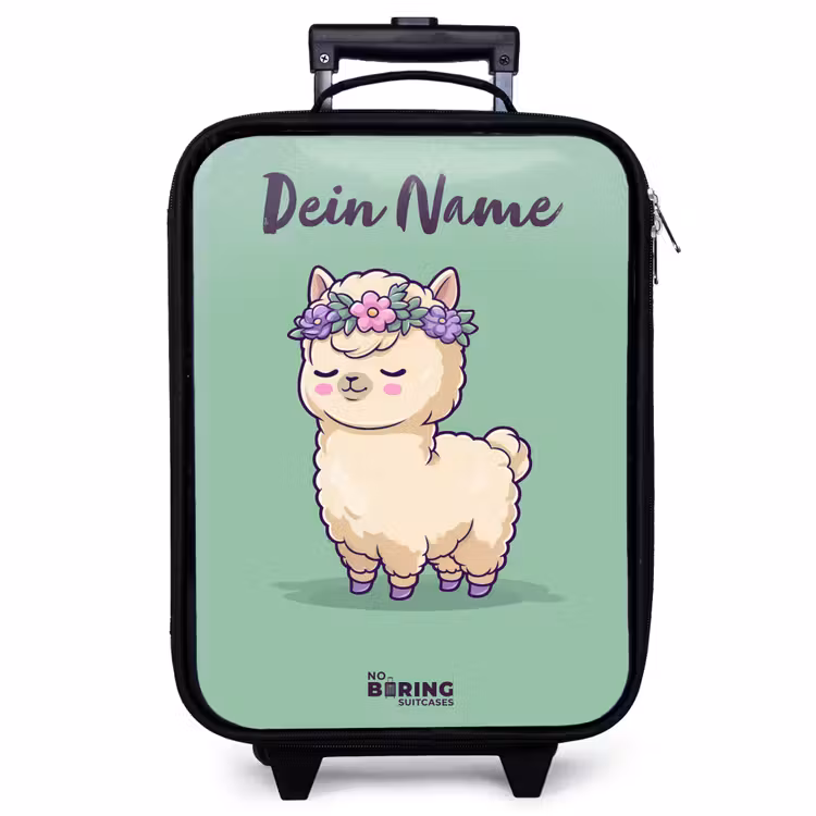 Kinderkoffer mit Name - Kawai - Alpaka - Grün — 1