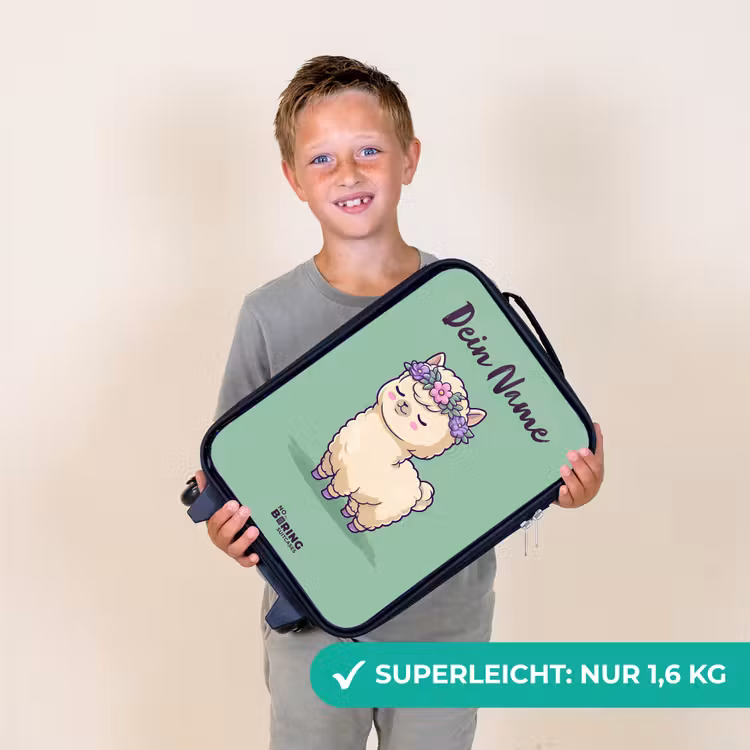 Kinderkoffer mit Name - Kawai - Alpaka - Grün — 2