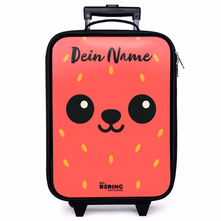 Kinderkoffer mit Name - Kawai - Erdbeere - Rot — 1