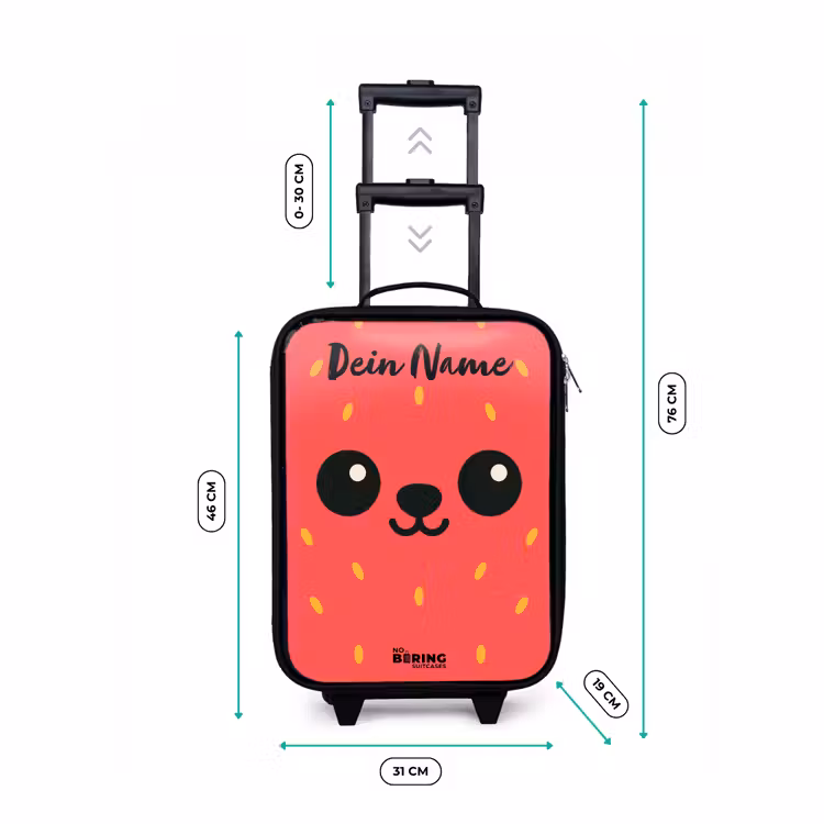Kinderkoffer mit Name - Kawai - Erdbeere - Rot — 7
