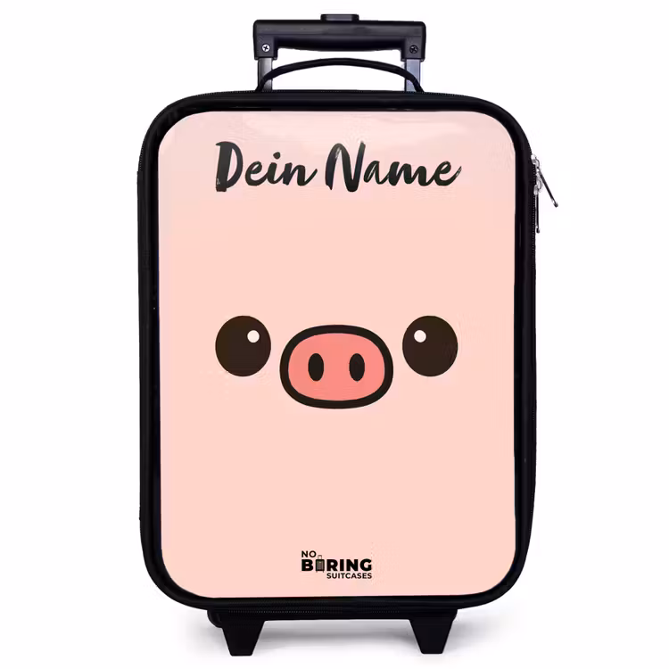 Kinderkoffer mit Name - Kawai - Schwein - Rosa — 1