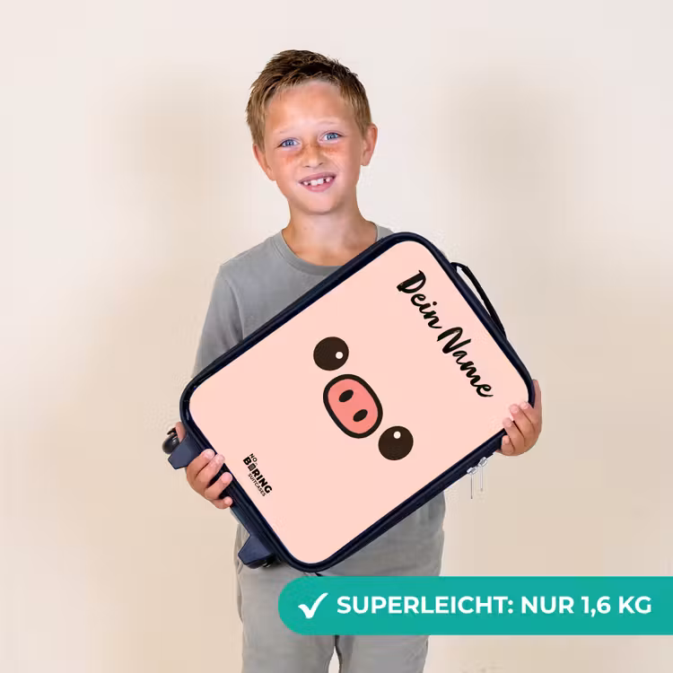 Kinderkoffer mit Name - Kawai - Schwein - Rosa — 2