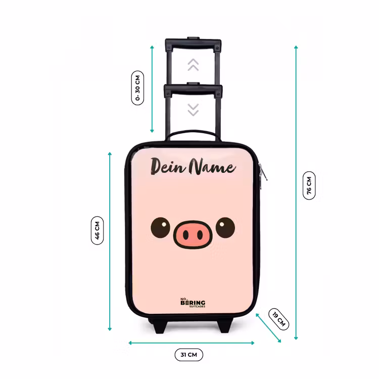 Kinderkoffer mit Name - Kawai - Schwein - Rosa — 7