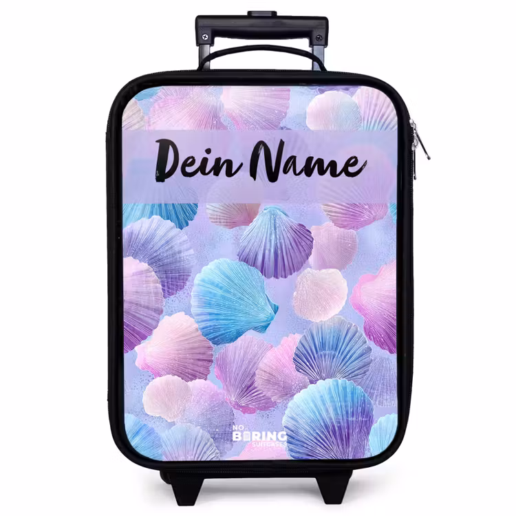 Kinderkoffer mit Name - Muscheln - Lila - Blau - Muster — 1