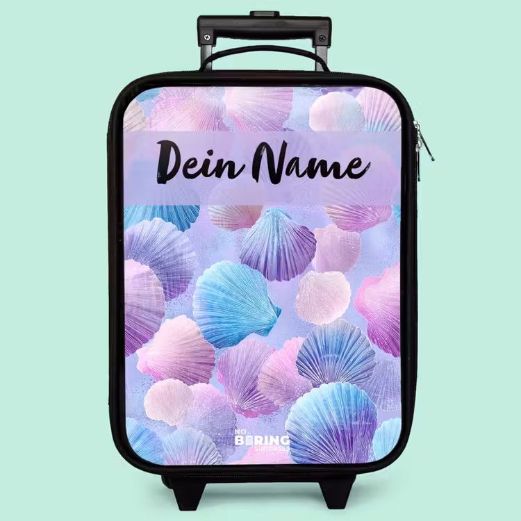 Kinderkoffer mit Name - Muscheln - Lila - Blau - Muster — 3