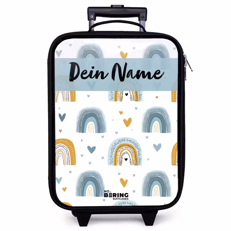 Kinderkoffer mit Name - Muster - Regenbogen - Herzen — 1