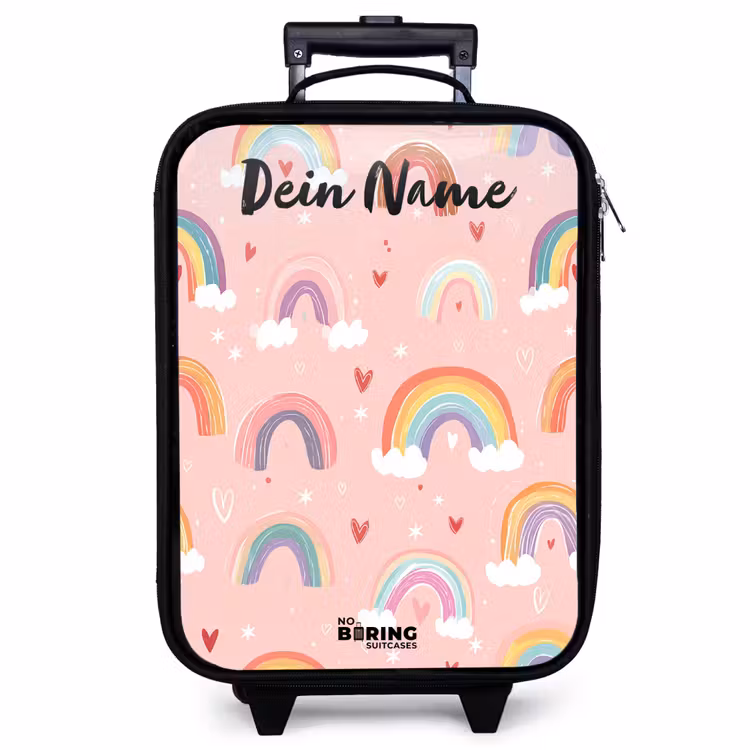 Kinderkoffer mit Name - Regenbogen - Muster - Pastell — 1