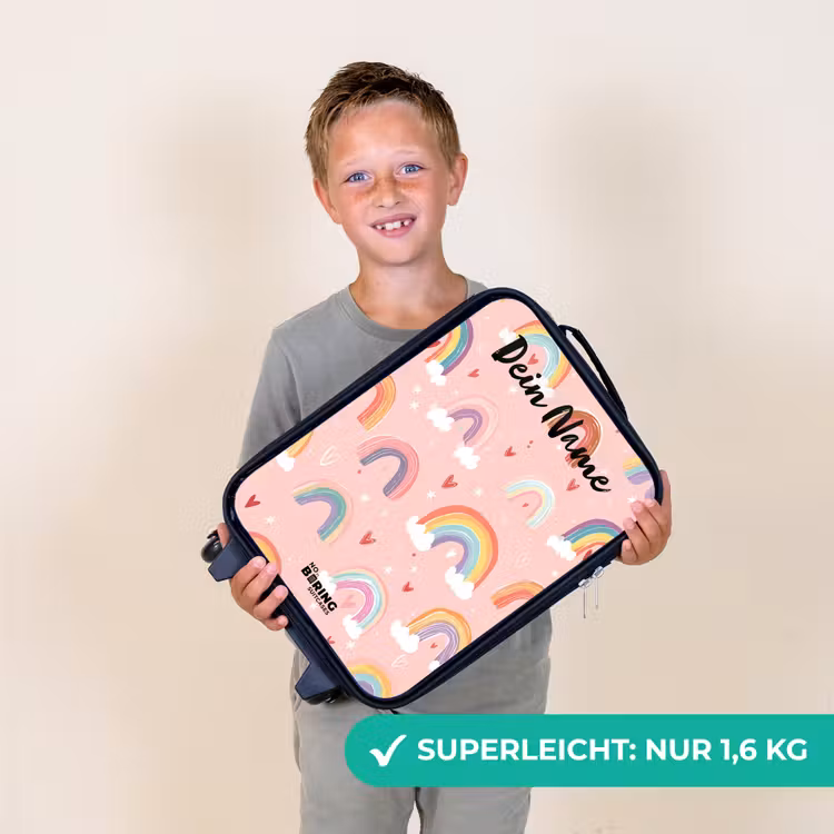 Kinderkoffer mit Name - Regenbogen - Muster - Pastell — 2