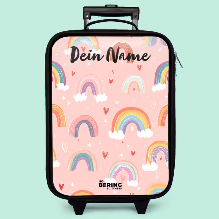 Kinderkoffer mit Name - Regenbogen - Muster - Pastell — 3