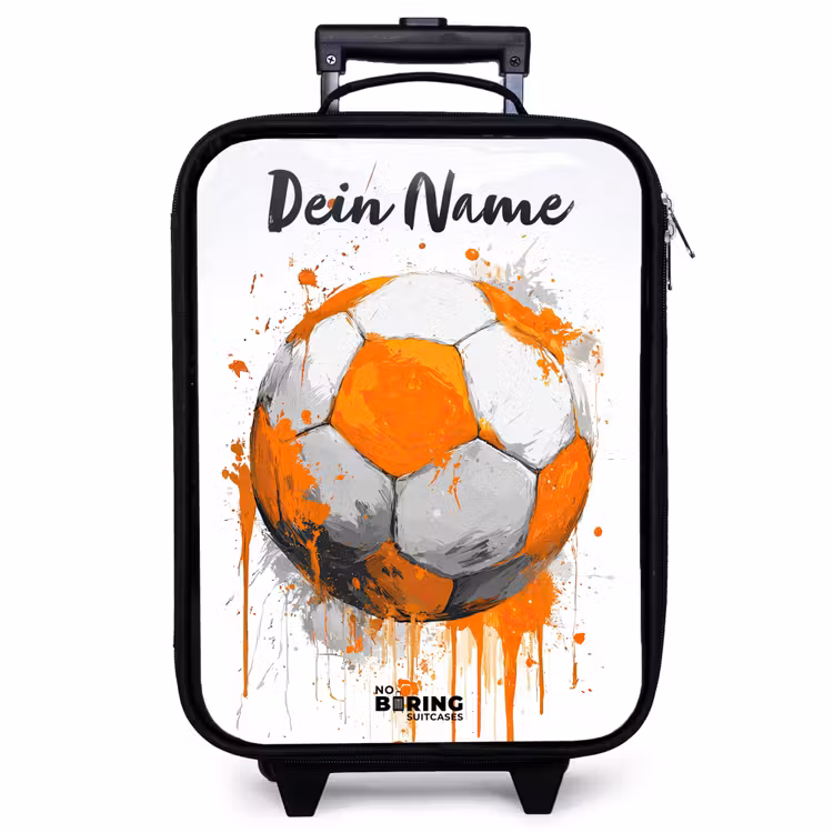Kinderkoffer mit Name - Fußball-Vibes - Farbe - Orange — 1