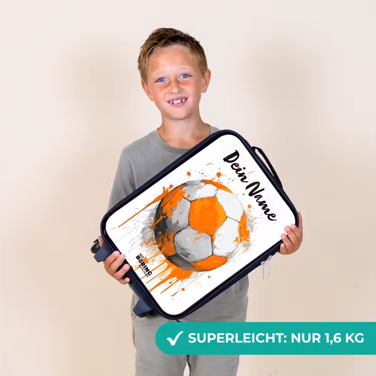 Kinderkoffer mit Name - Fußball-Vibes - Farbe - Orange — 2
