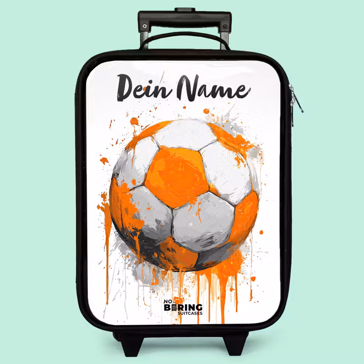 Kinderkoffer mit Name - Fußball-Vibes - Farbe - Orange — 3