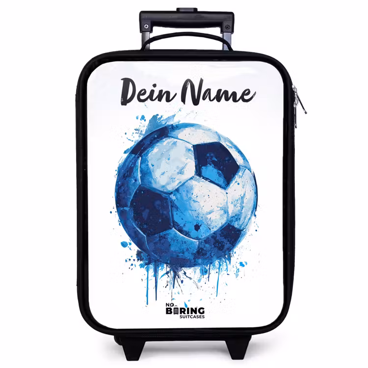 Kinderkoffer mit Name - Fußball-Vibes - Tintenkleckse - Blau — 1