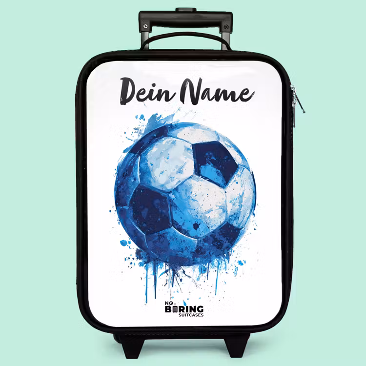Kinderkoffer mit Name - Fußball-Vibes - Tintenkleckse - Blau — 3