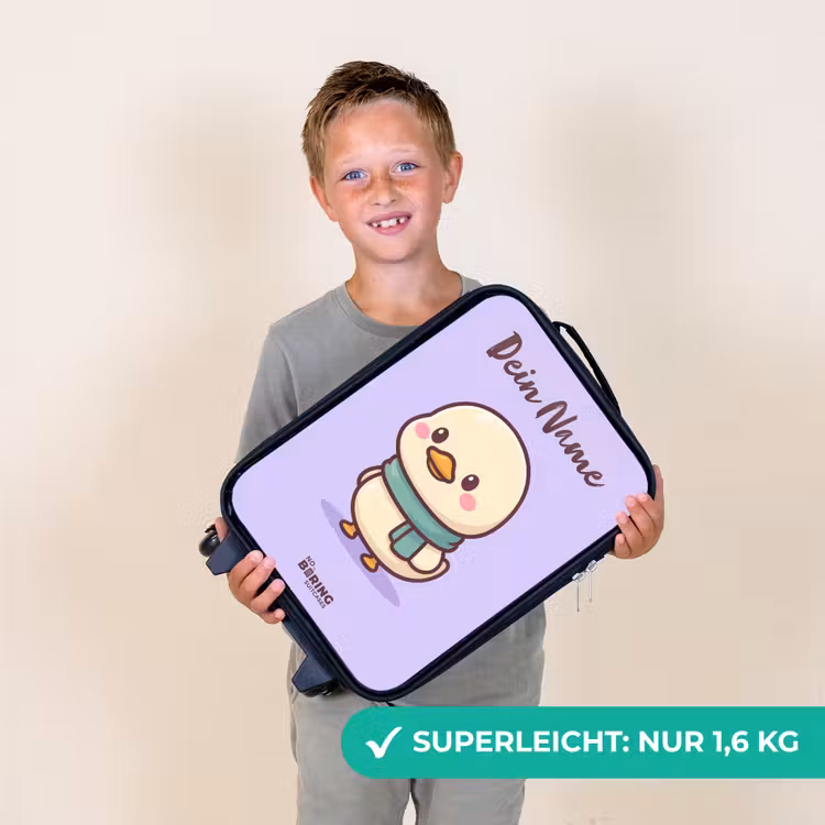 Kinderkoffer mit Name - Kawai - Ente - Halstuch — 2