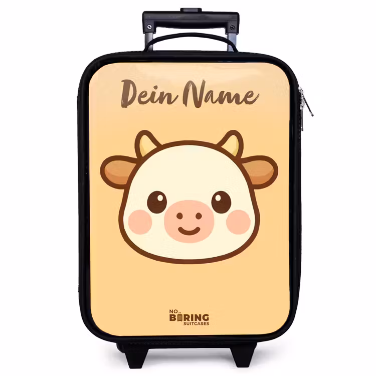 Kinderkoffer mit Name - Kawai - Kuh - Braun — 1