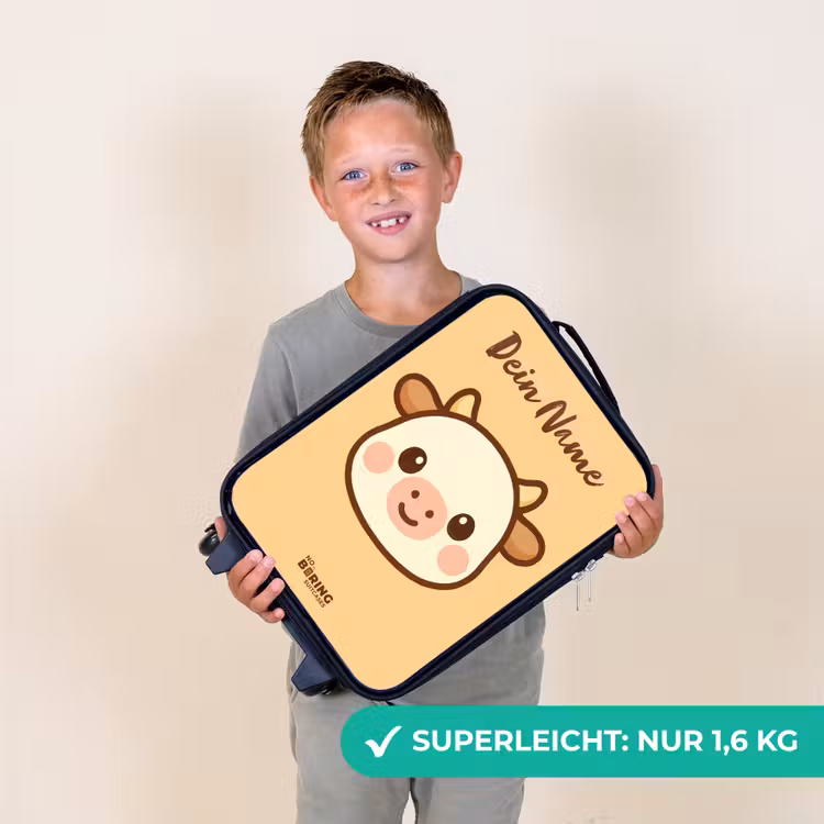 Kinderkoffer mit Name - Kawai - Kuh - Braun — 2