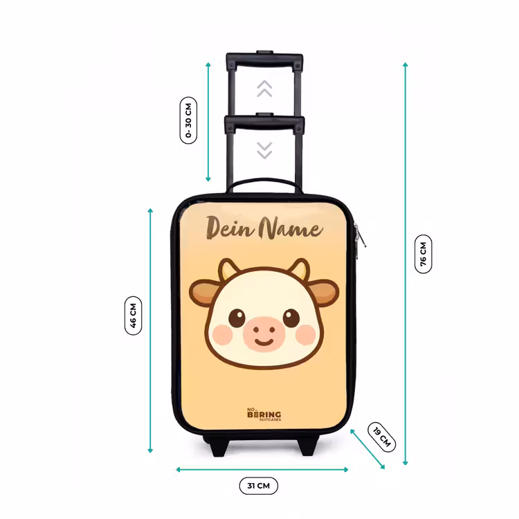 Kinderkoffer mit Name - Kawai - Kuh - Braun — 7