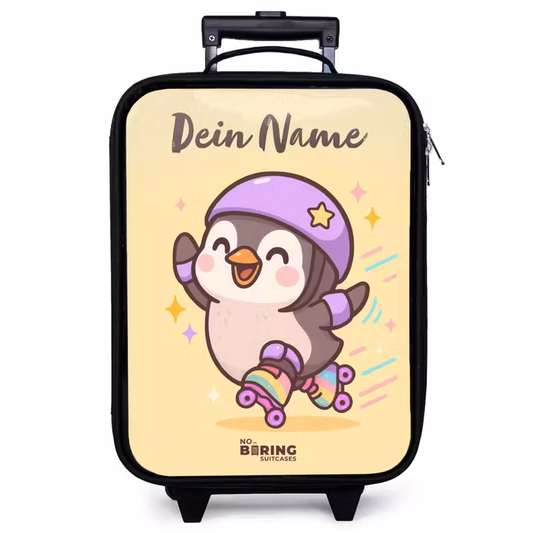 Kinderkoffer mit Name - Kawai - Pinguin - Schlittschuhe — 1