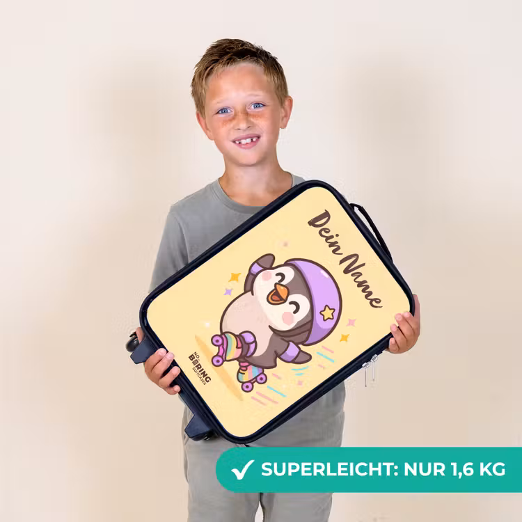 Kinderkoffer mit Name - Kawai - Pinguin - Schlittschuhe — 2